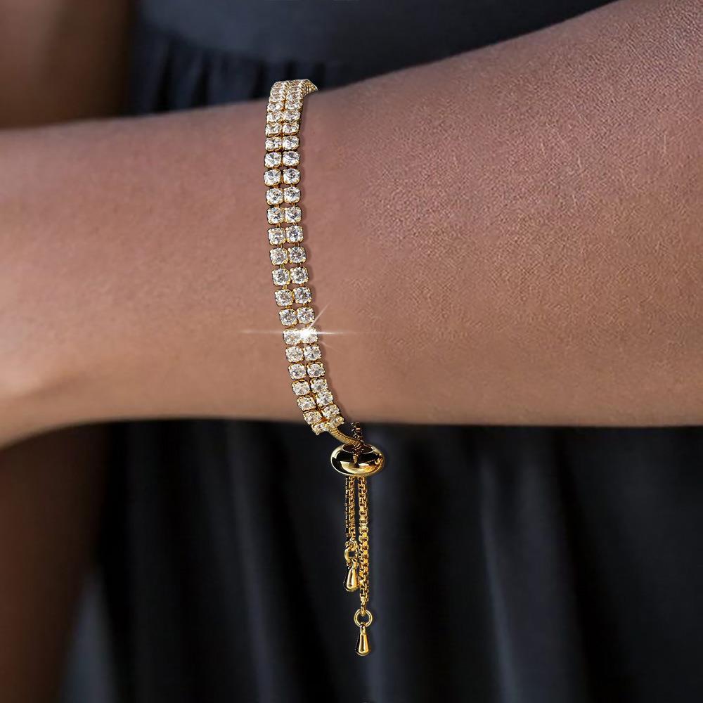 Double Row Rhinestone Zircon Bracelet
